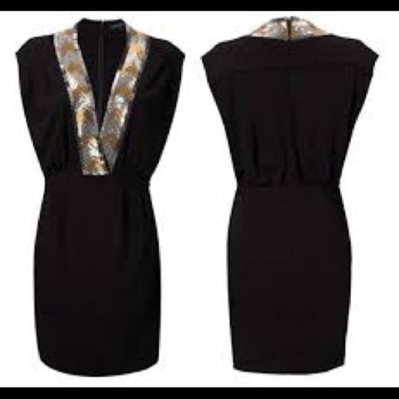 French connection beaded deep V dress - Picture 6 of 7